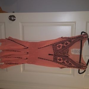 Free People Orange and Black embroidered tunic